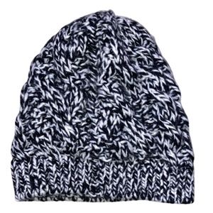 H&M black and white knit hat winter beanie